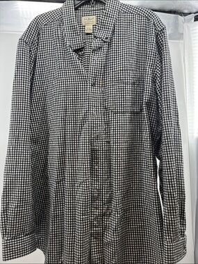 L.L. Bean Black and White Gingham Button-Down Shirt